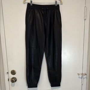 Zara Black Faux Leather Jogger Pants